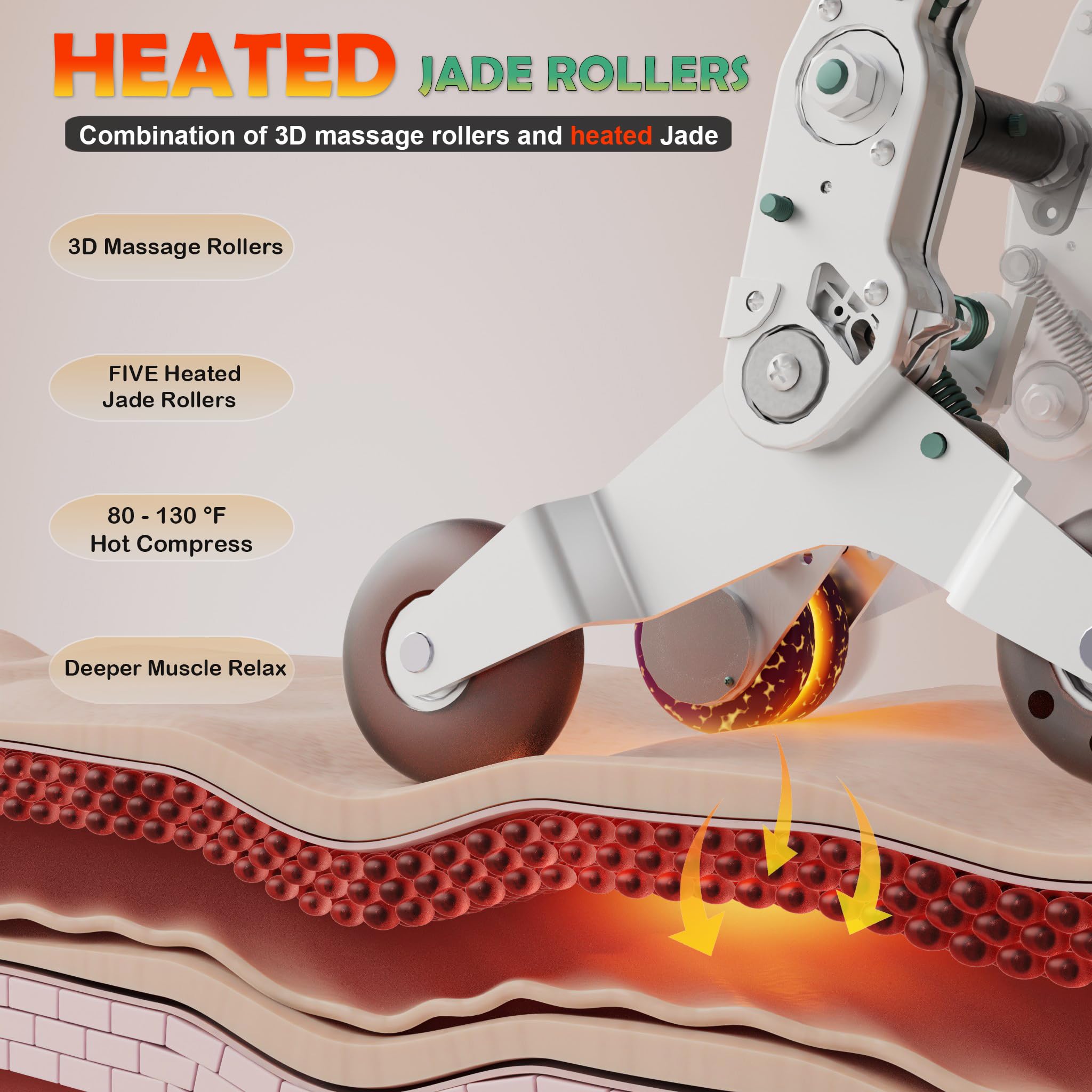 KoziSense KZ-313 jade core closeup shows warming heat for soothing sessions.