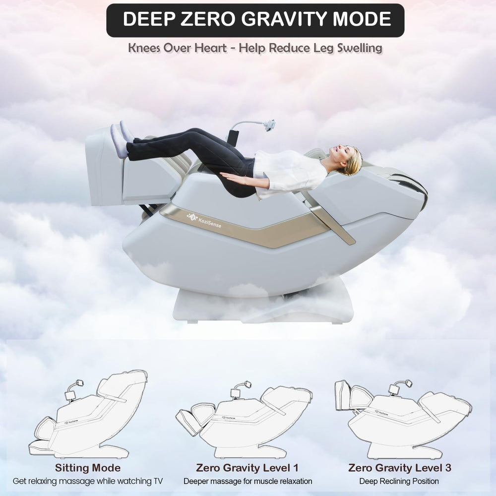 KoziSense KZ-313 zero gravity position supports leg comfort and circulation.
