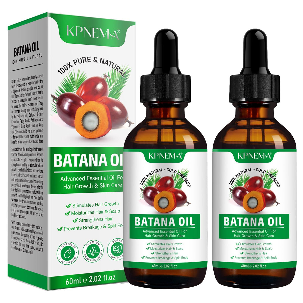 KPNEMA Batana Oil bottle for hair growth and nourishment.