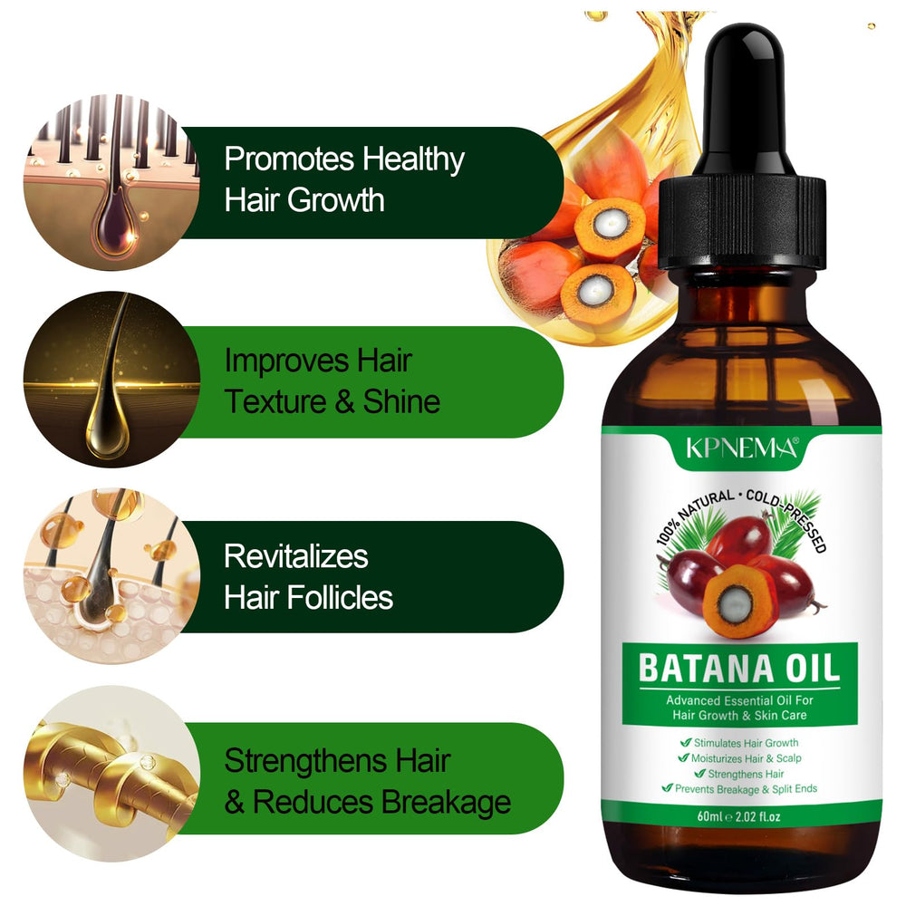 KPNEMA Batana Oil being applied to hair for deep conditioning.