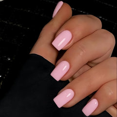 KQueenest baby pink press-on nails set with varied sizes for a perfect fit.