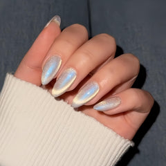 KQueenest cat eye nails almond close-up for daily elegance and subtle sparkle