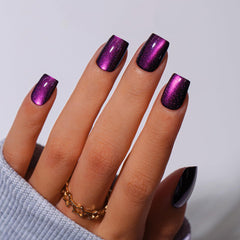 KQueenest cat eye nails short glow, ideal for party looks.