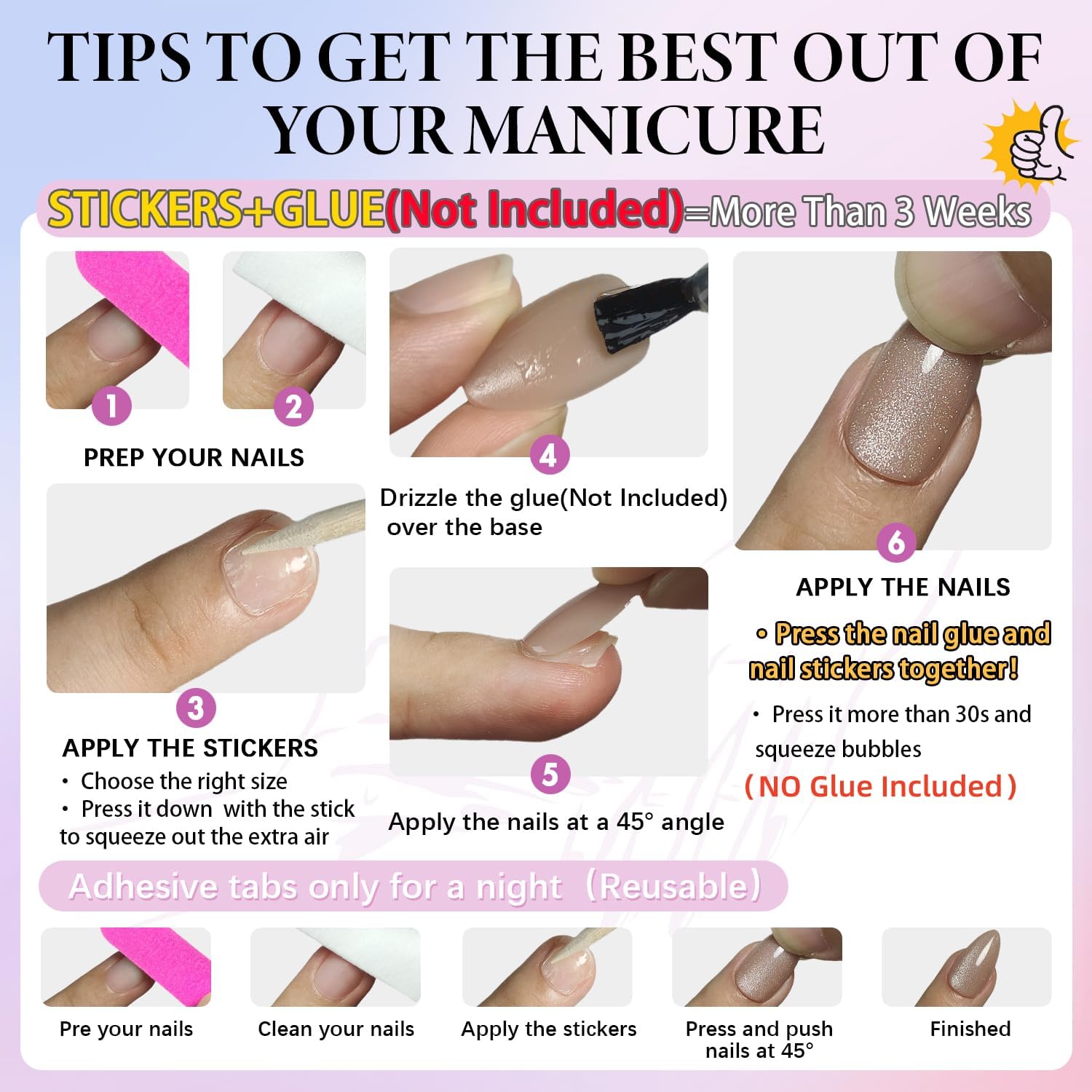 KQueenest included wooden stick and nail file for easy application