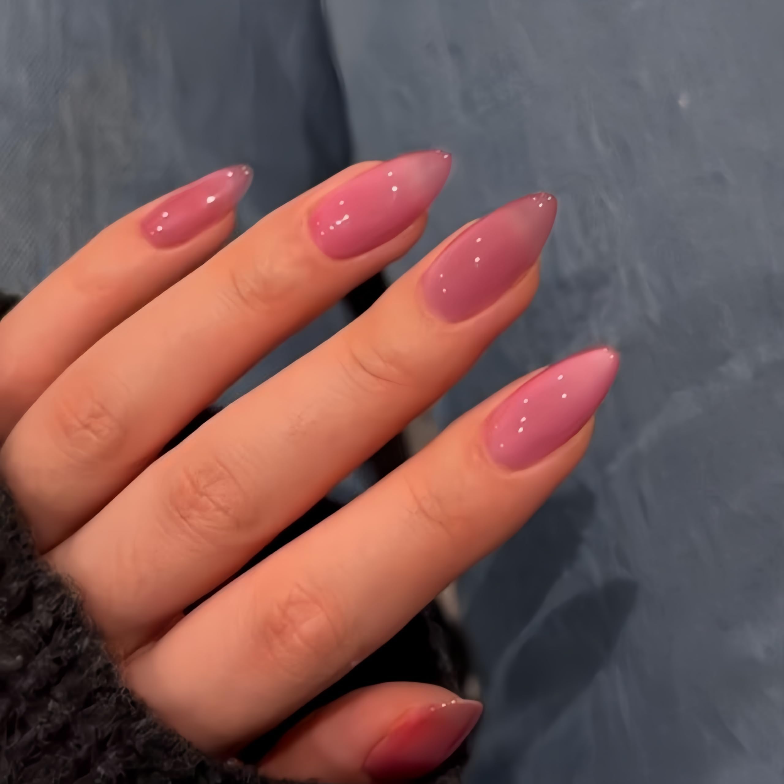 KQueenest dark pink glitter nails show color-shifting sparkle under light