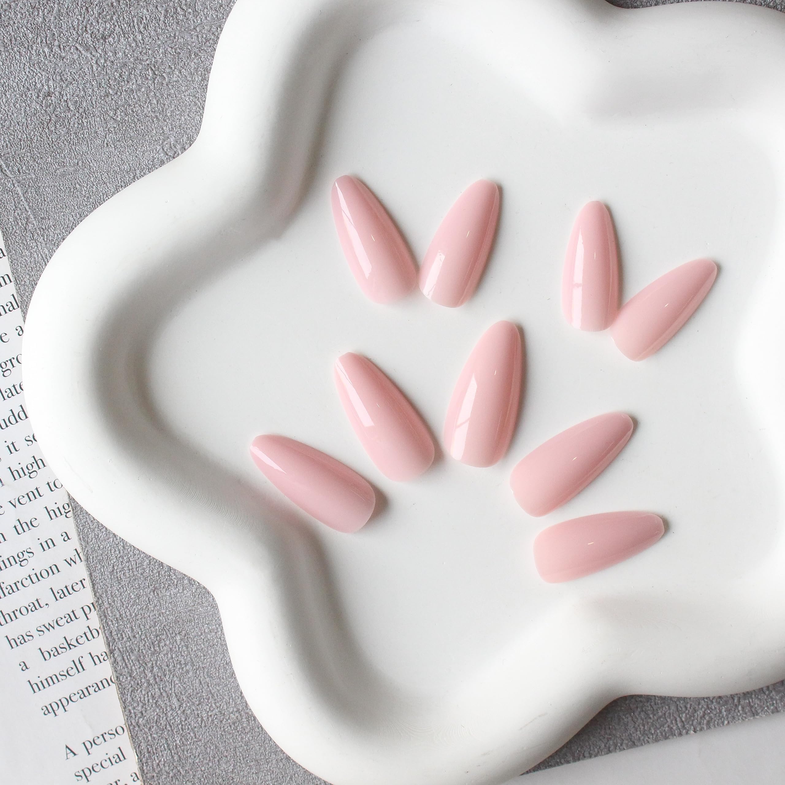KQueenest UV coated dusty pink nails for durable long lasting shine.