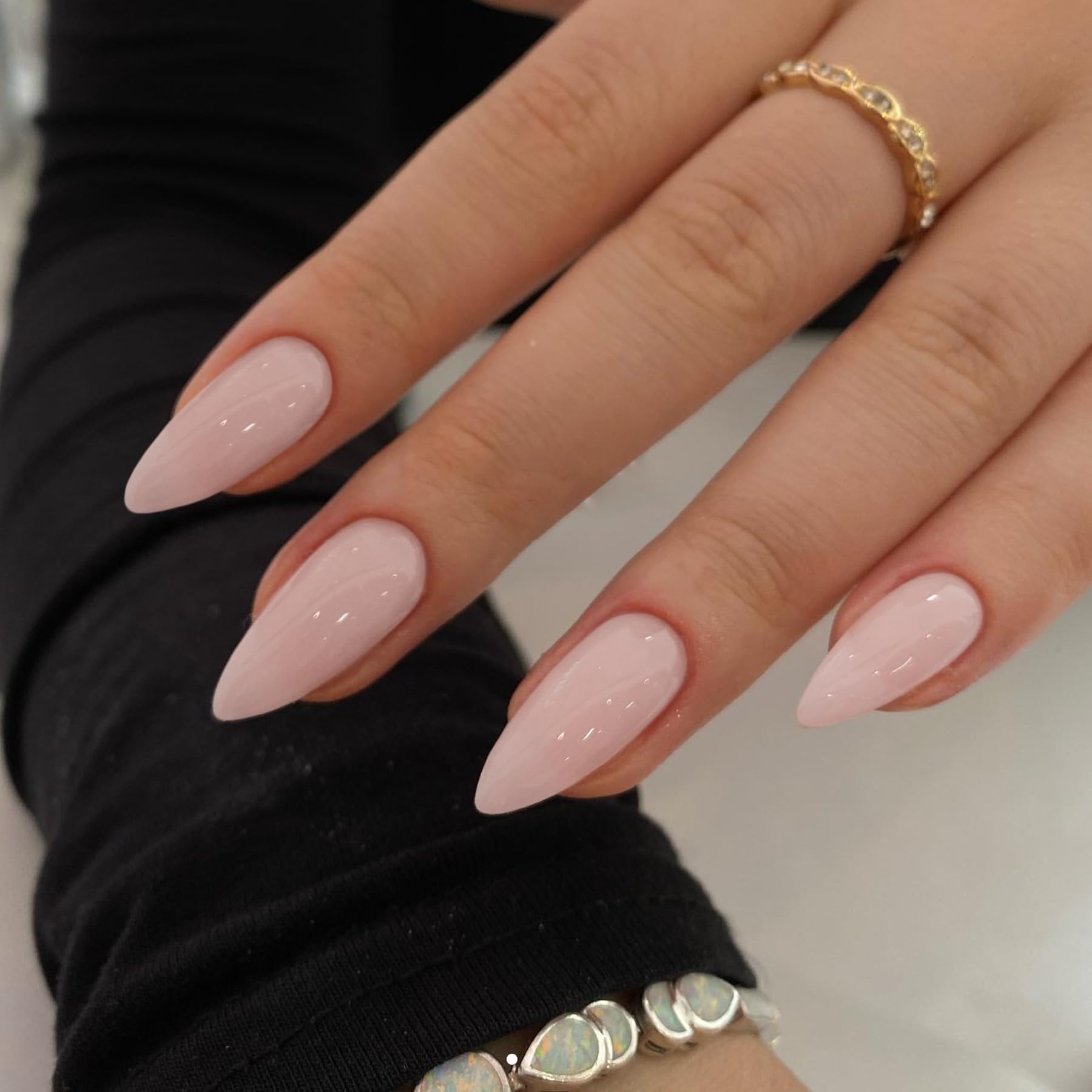 KQueenest dusty pink almond press-on nails ready for at home manicure.