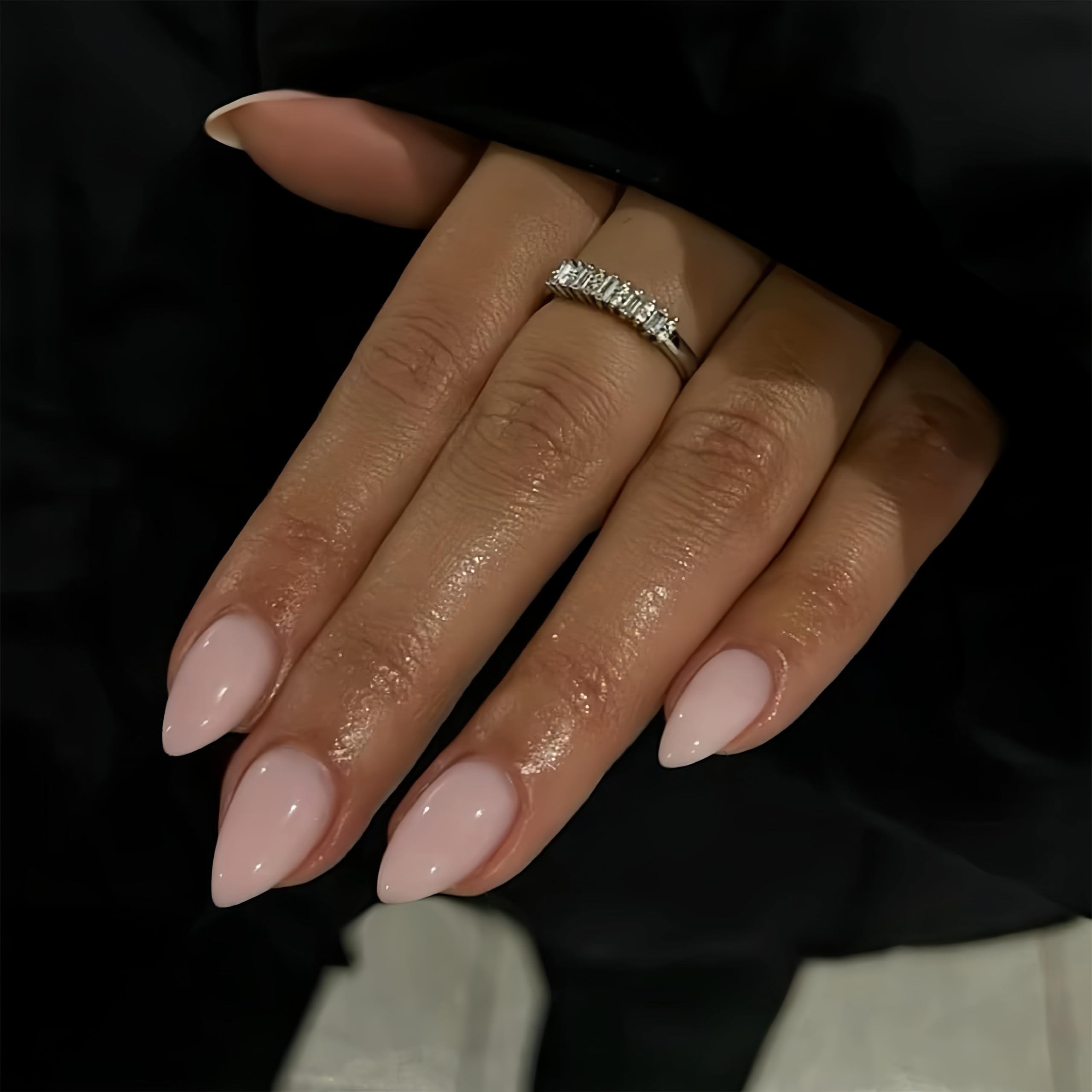 KQueenest dusty pink short almond nails in natural finish for everyday wear