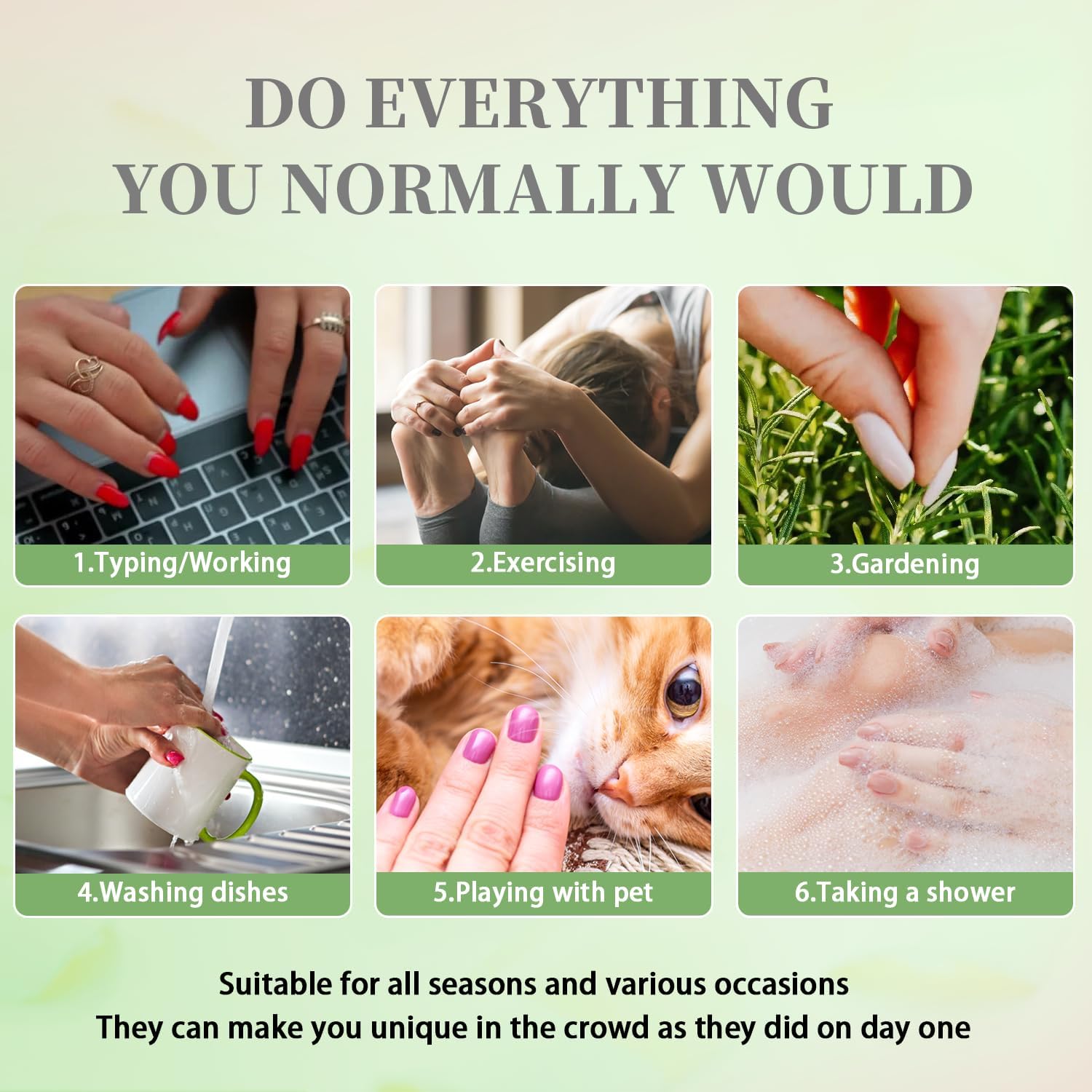 KQueenest reusable false nails provide easy swap to change your style.