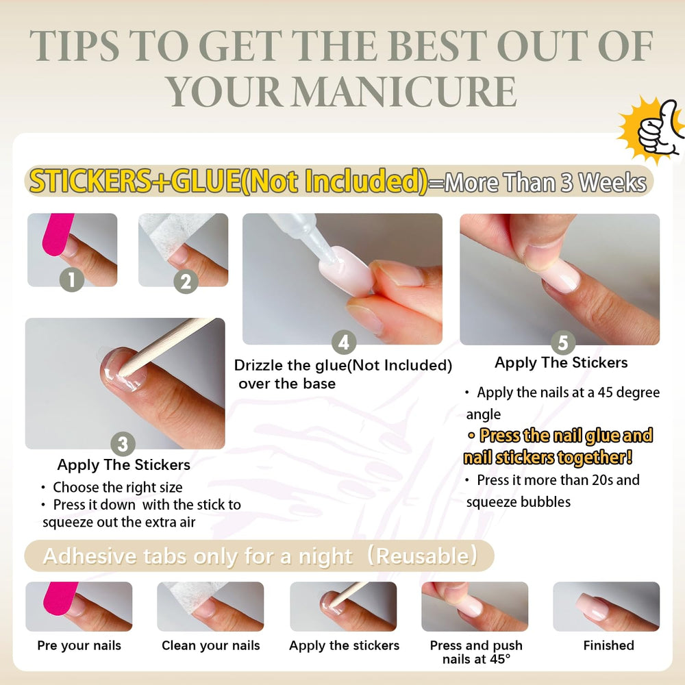 KQueenest 24-piece gel nails set with natural-looking finish