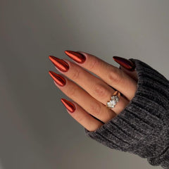 KQueenest glazed stiletto nails medium length with glossy finish