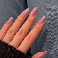 KQueenest glitter sparkle press-on nails in medium long length with high shine