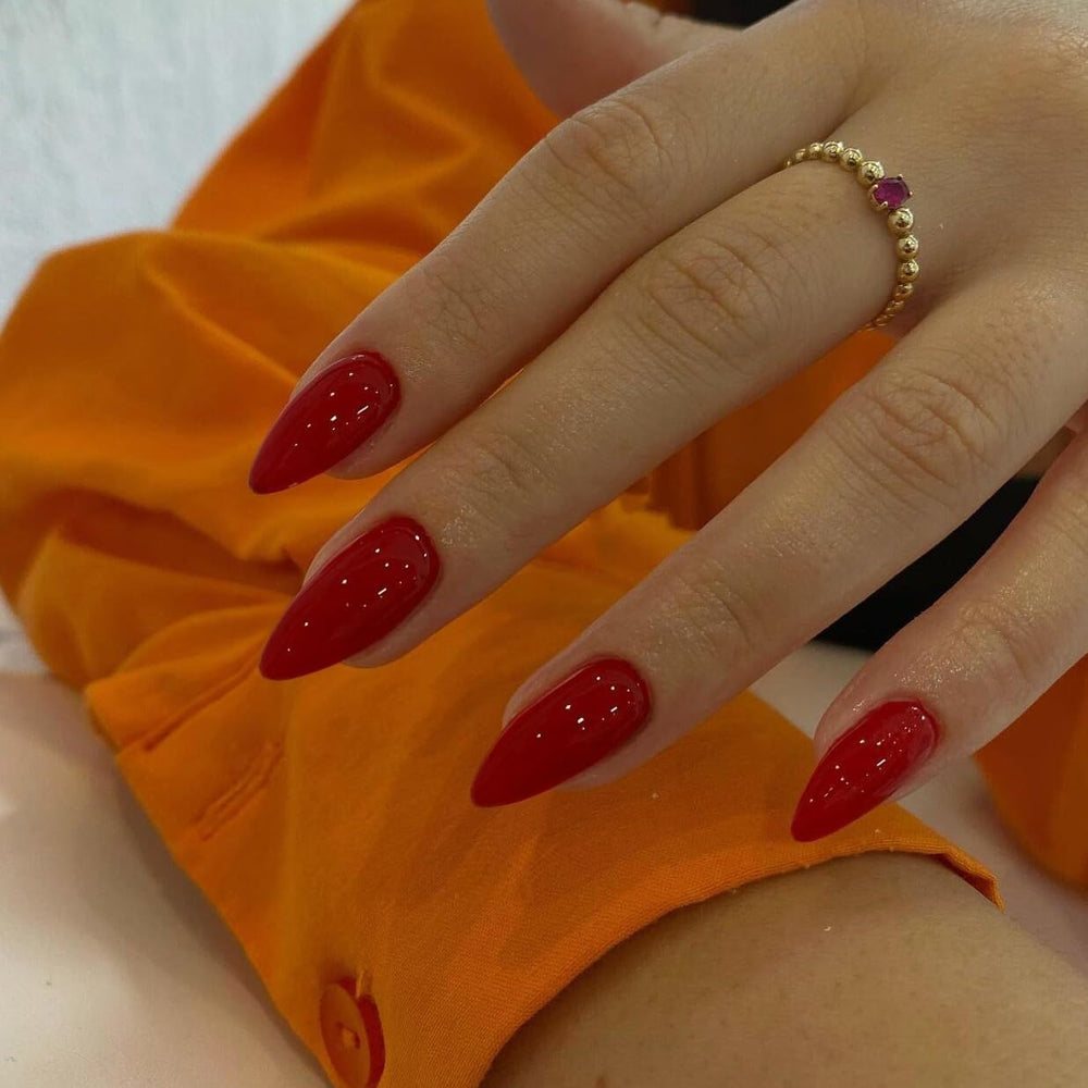 KQueenest glossy almond nails with gel texture for comfortable, long-lasting shine