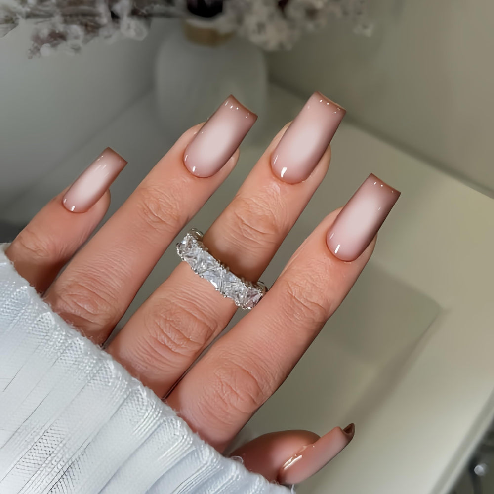 KQueenest gradient white French tips press-ons for a chic at-home look
