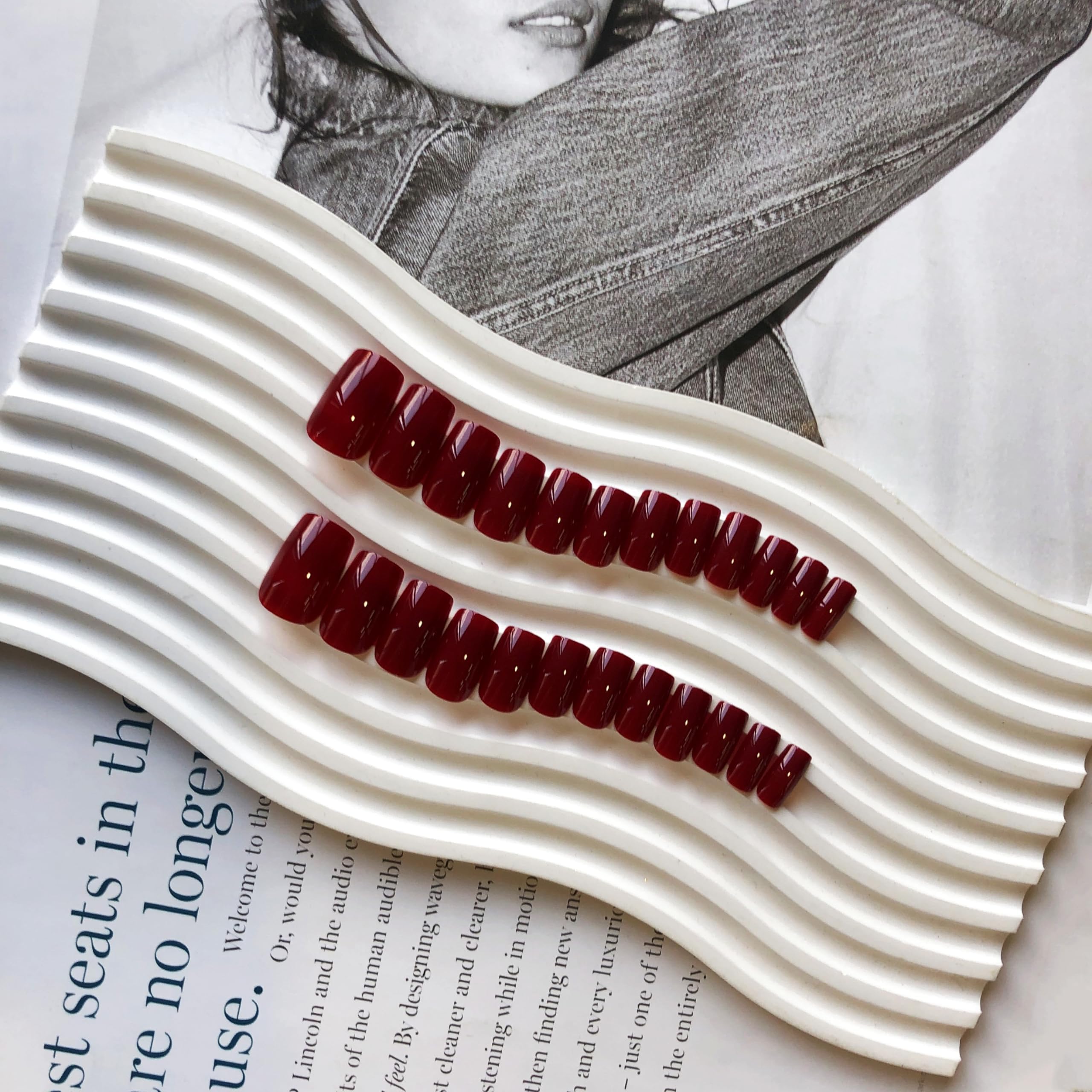 KQueenest natural burgundy press-on nails create a seamless professional appearance for daily wear.