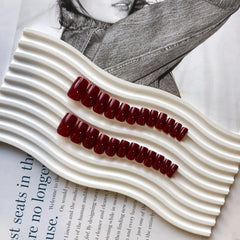 KQueenest natural burgundy press-on nails create a seamless professional appearance for daily wear.