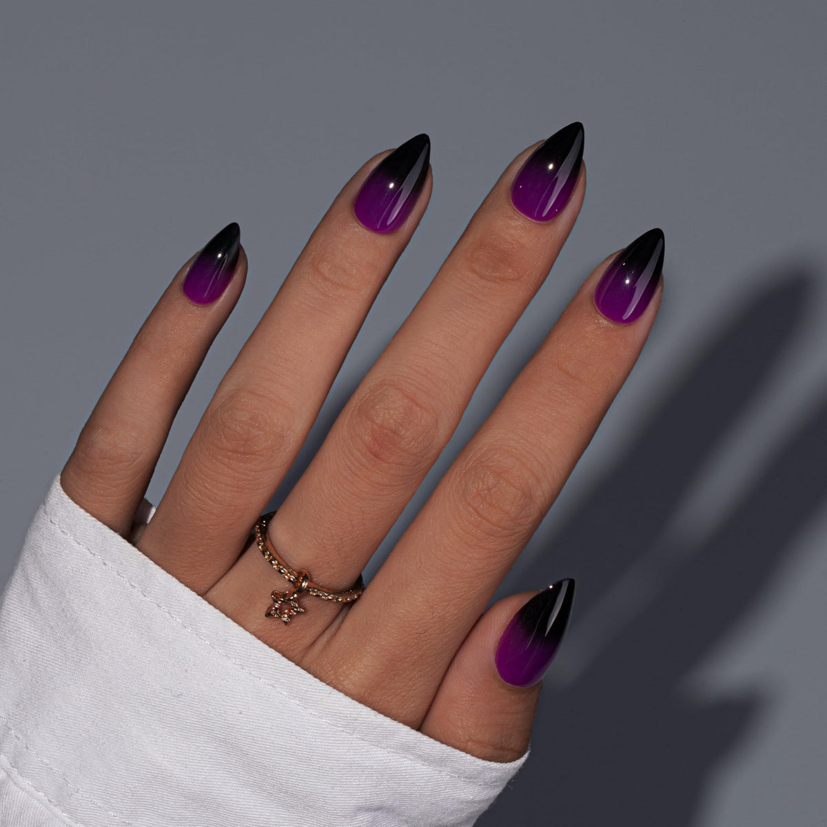 KQueenest purple-black ombre press-on nails for chic everyday wear