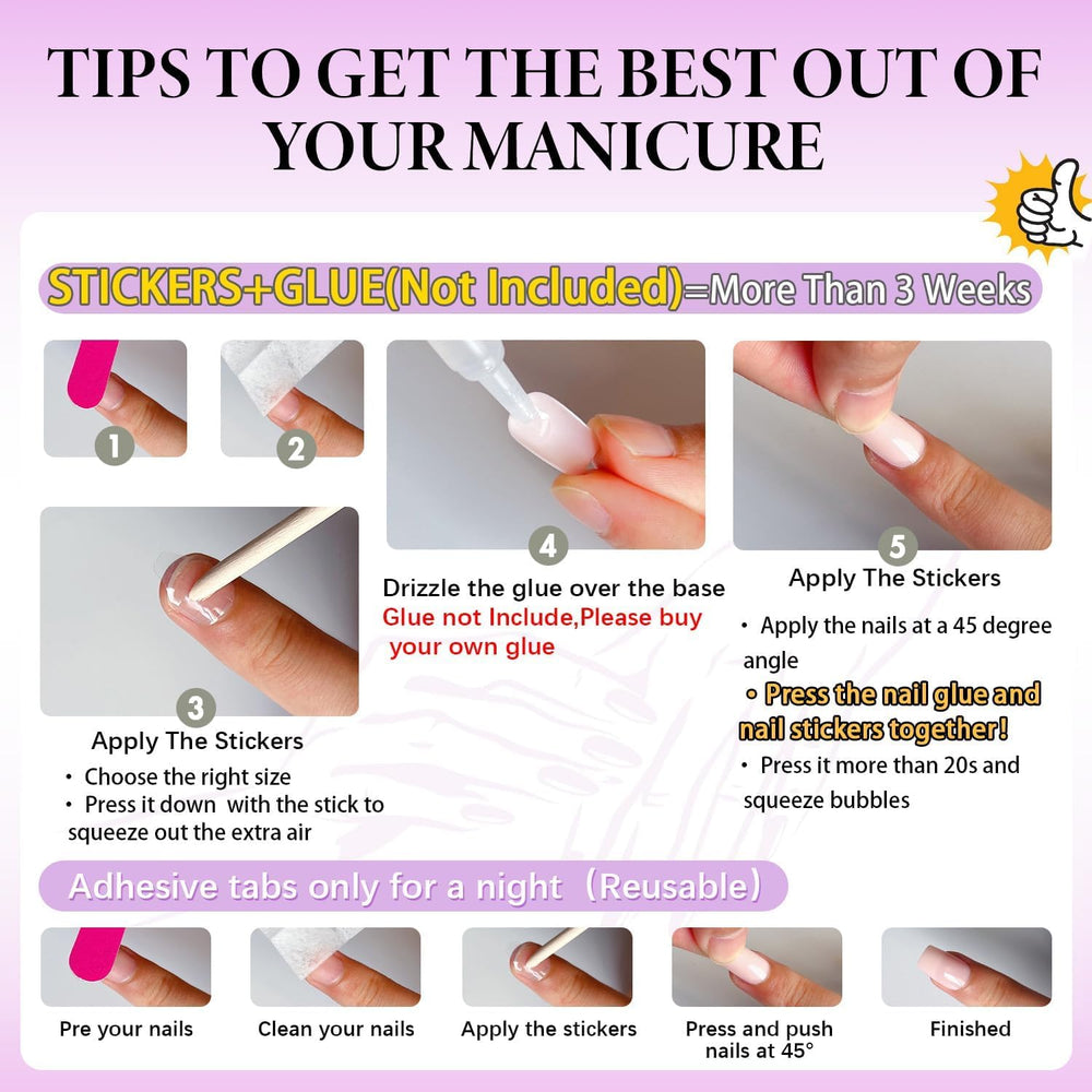 KQueenest reusable glue-on nails provide fast style changes