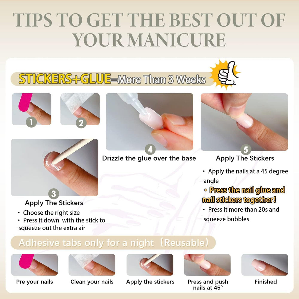 KQueenest reusable nail set encourages multiple wears with careful removal.