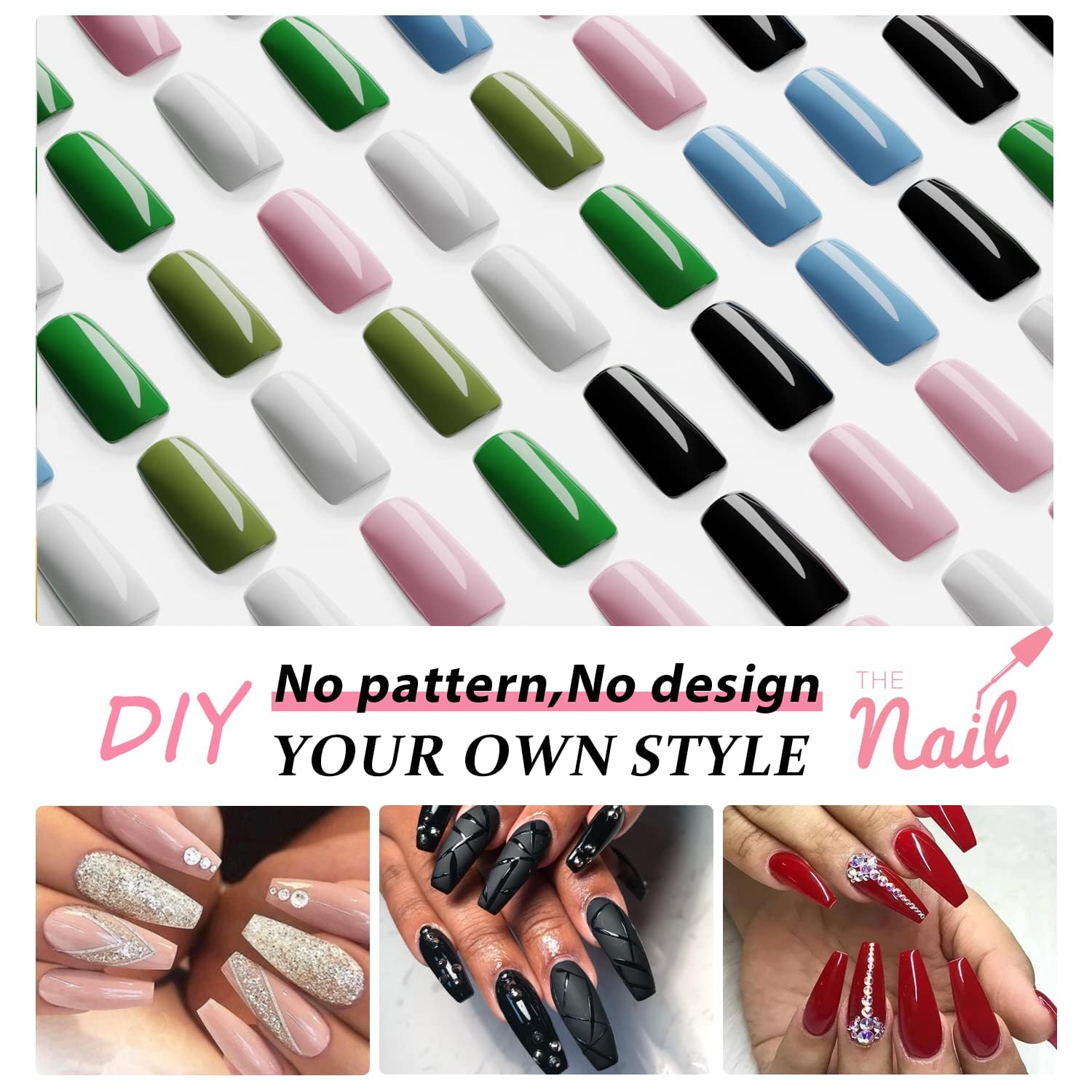 KQueenest soft gel nails with glossy finish resisting chips