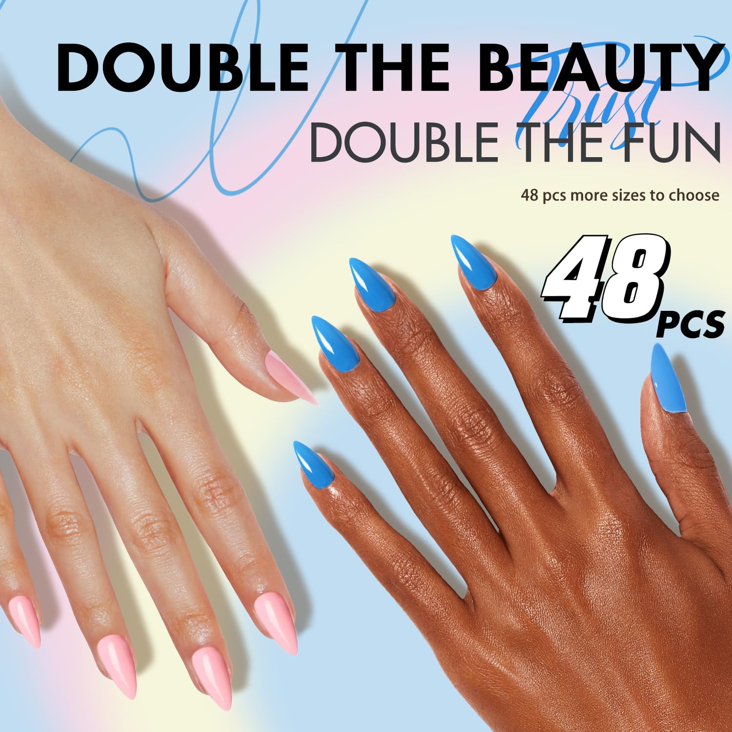KQueenest press-on nails set includes stickers, files, and sticks for DIY use