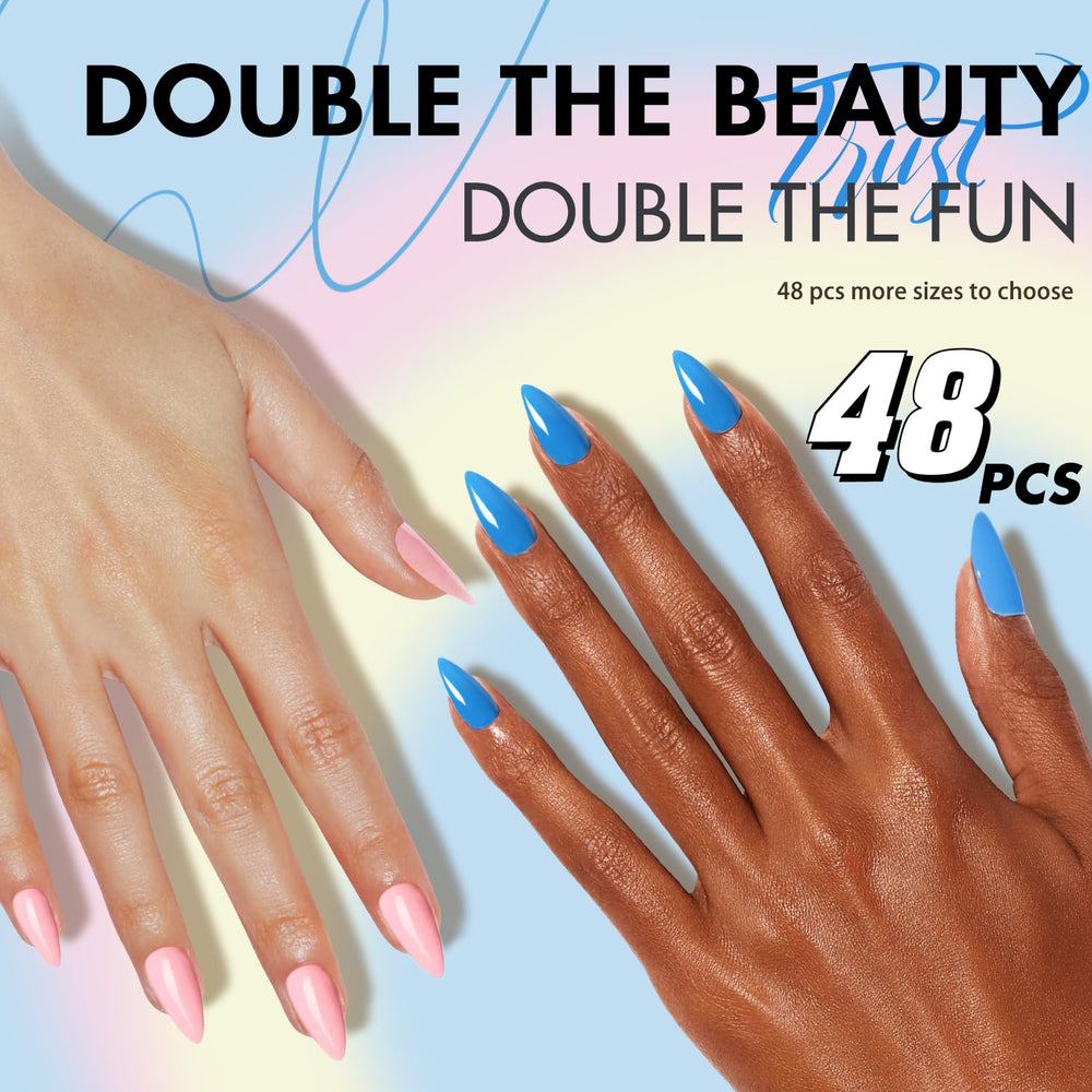 KQueenest press-on nails set includes stickers, files, and sticks for DIY use
