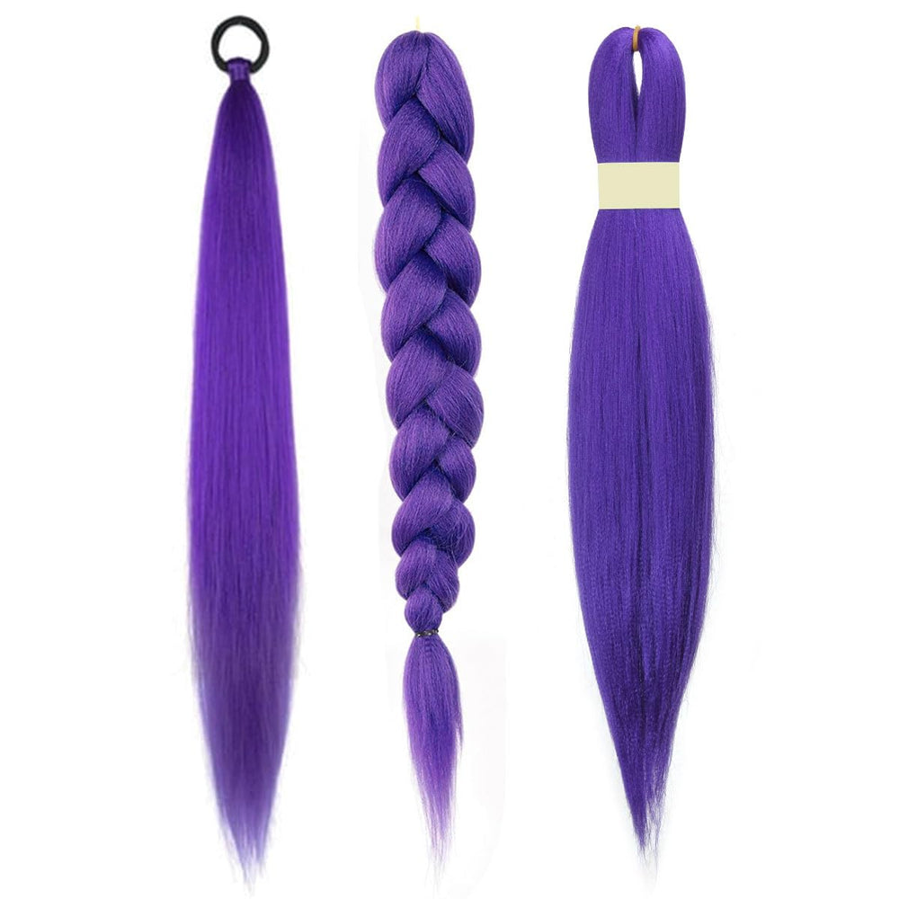 KRALER purple braiding hair bundle set, long-lasting color for daily wear