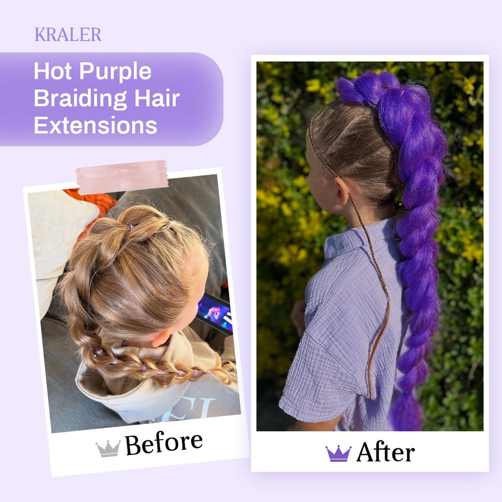 KRALER purple braiding hair for Halloween costume, stage-ready shade
