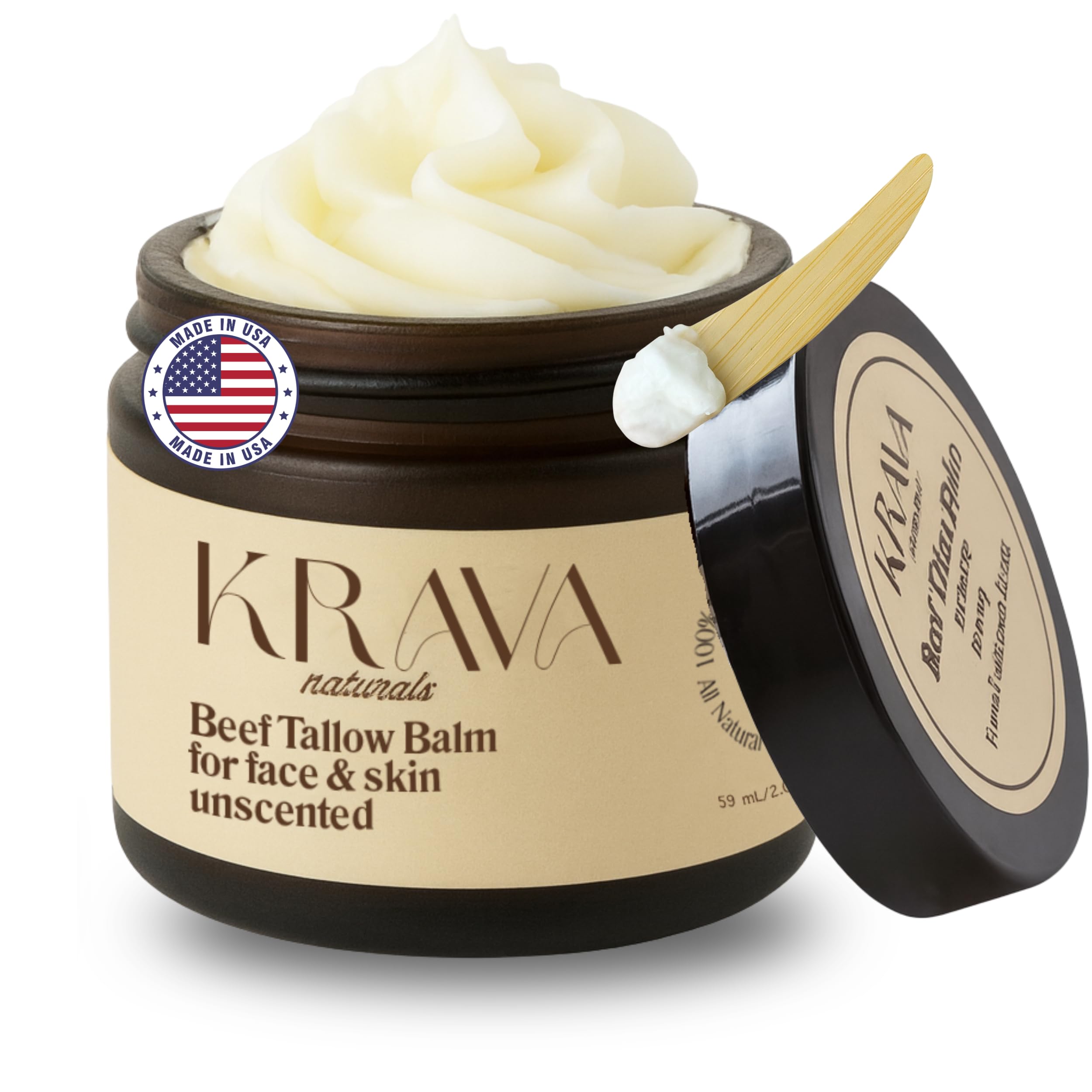 Krava Naturals beef tallow skin jar for deep hydration and soft, radiant skin.