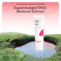 KraveBeauty Beet The Sun spf-40 tubes side view highlighting non-greasy finish.