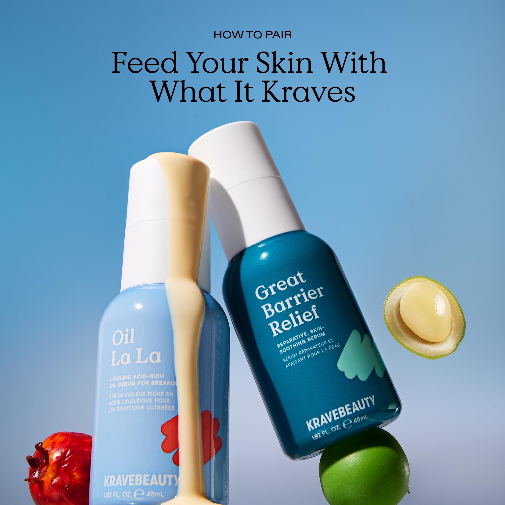 KraveBeauty Great Barrier Relief Serum label front showing vegan and cruelty-free promise