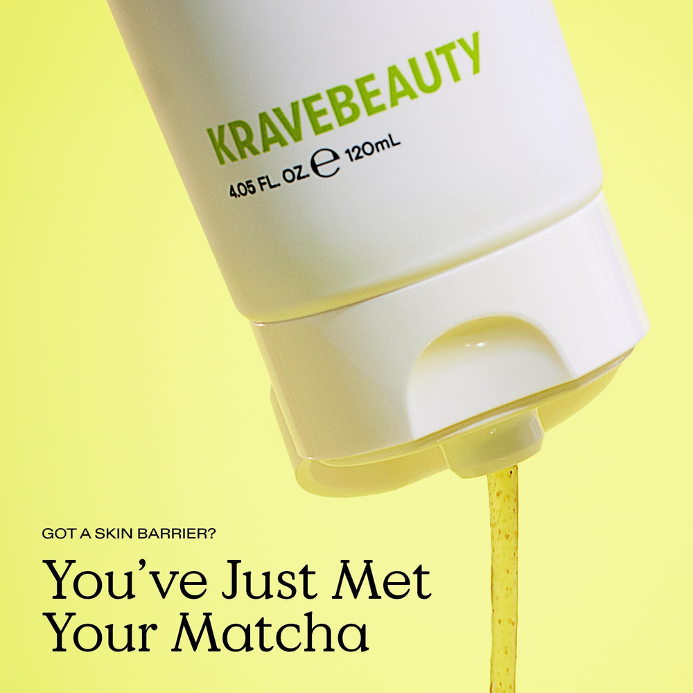 KraveBeauty Matcha Hemp Hydrating Cleanser Duo packaging box highlights vegan, cruelty-free formula.