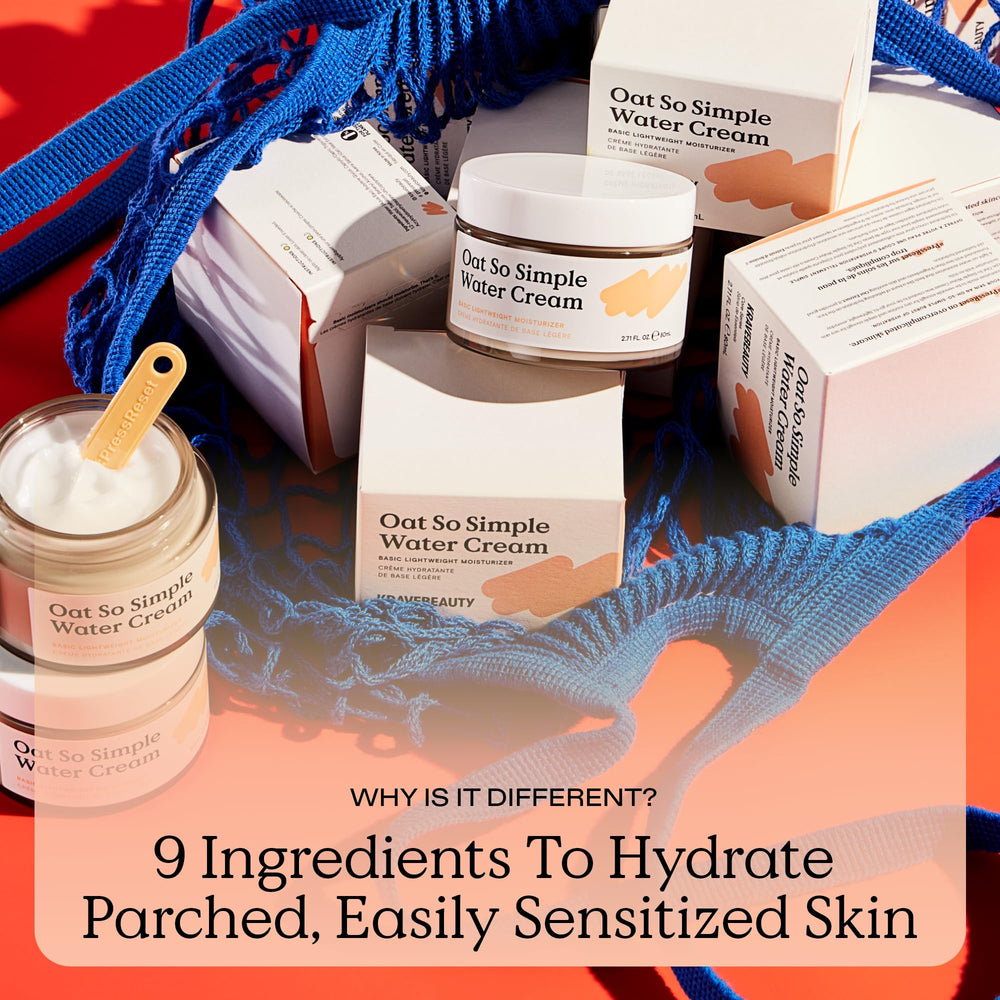 KraveBeauty Oat So Simple Water Cream on the face demonstrating quick, refreshing hydration.