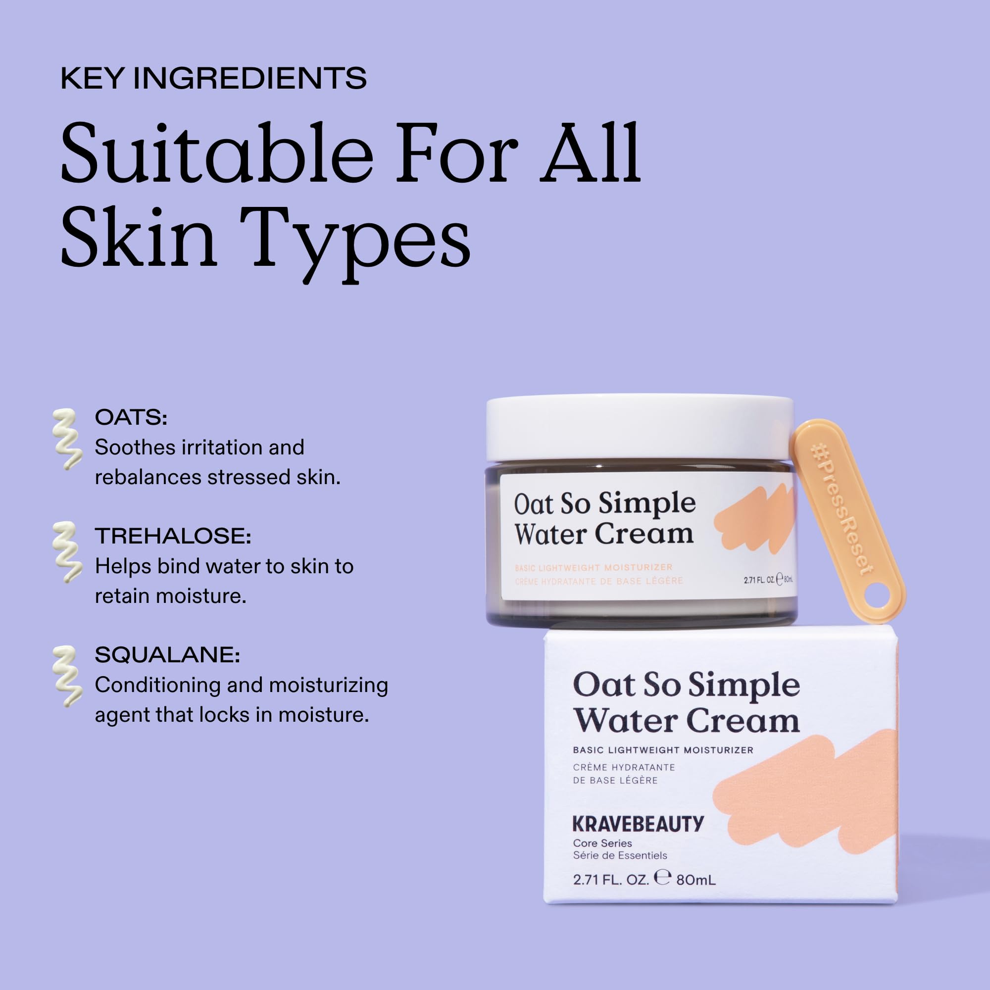 Packaging highlights recyclable materials for KraveBeauty Oat So Simple Water Cream.