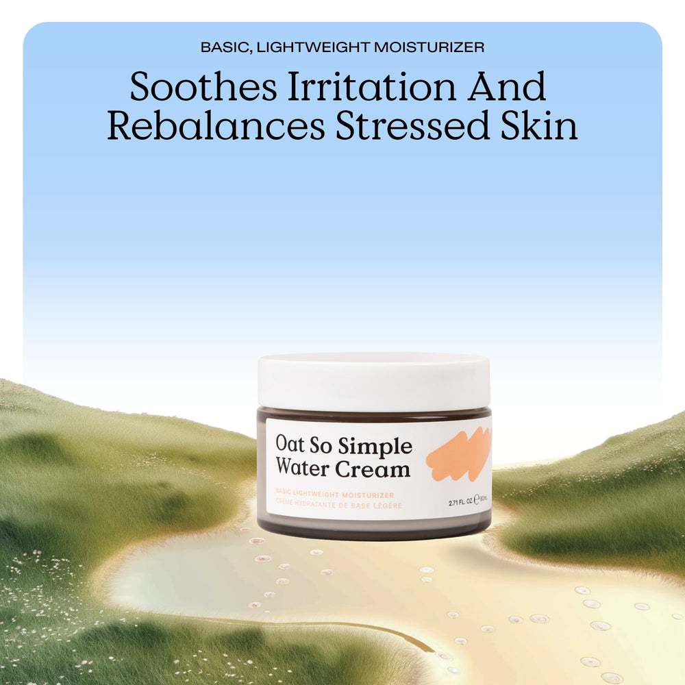 Texture swirl of KraveBeauty Oat So Simple Water Cream highlights silky, non-greasy application.