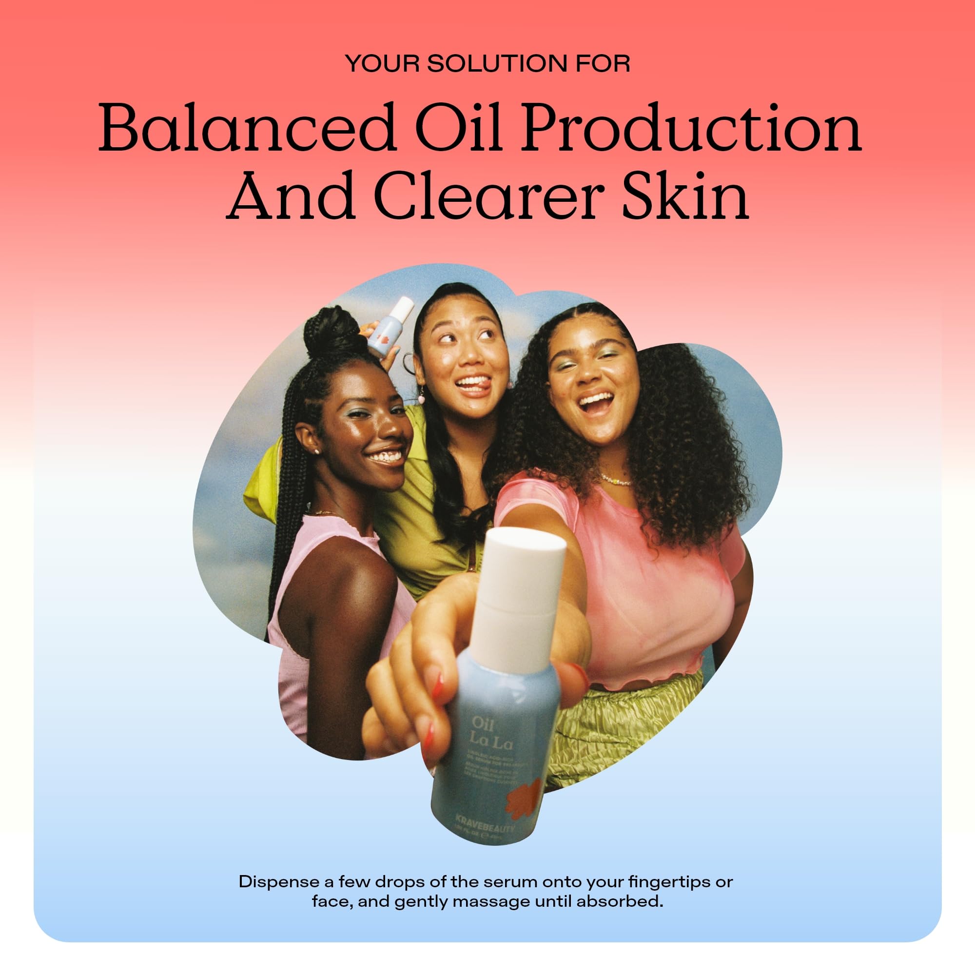Vegan and cruelty-free packaging for KraveBeauty Oil La La Serum.