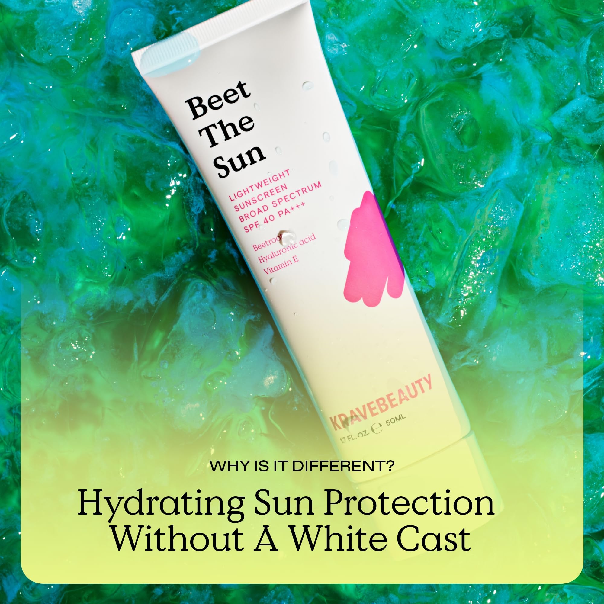 Graphic illustrating Beet The Sun SPF 40 broad spectrum protection