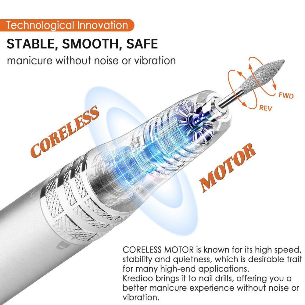 Kredioo Nail Drill hand piece showcasing ergonomic grip for comfortable use.