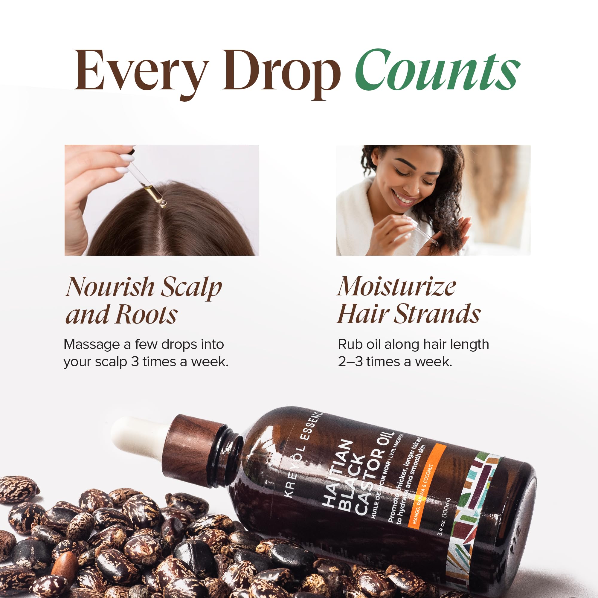 Mango oil visual emphasizes moisture and scalp conditioning for hair health.