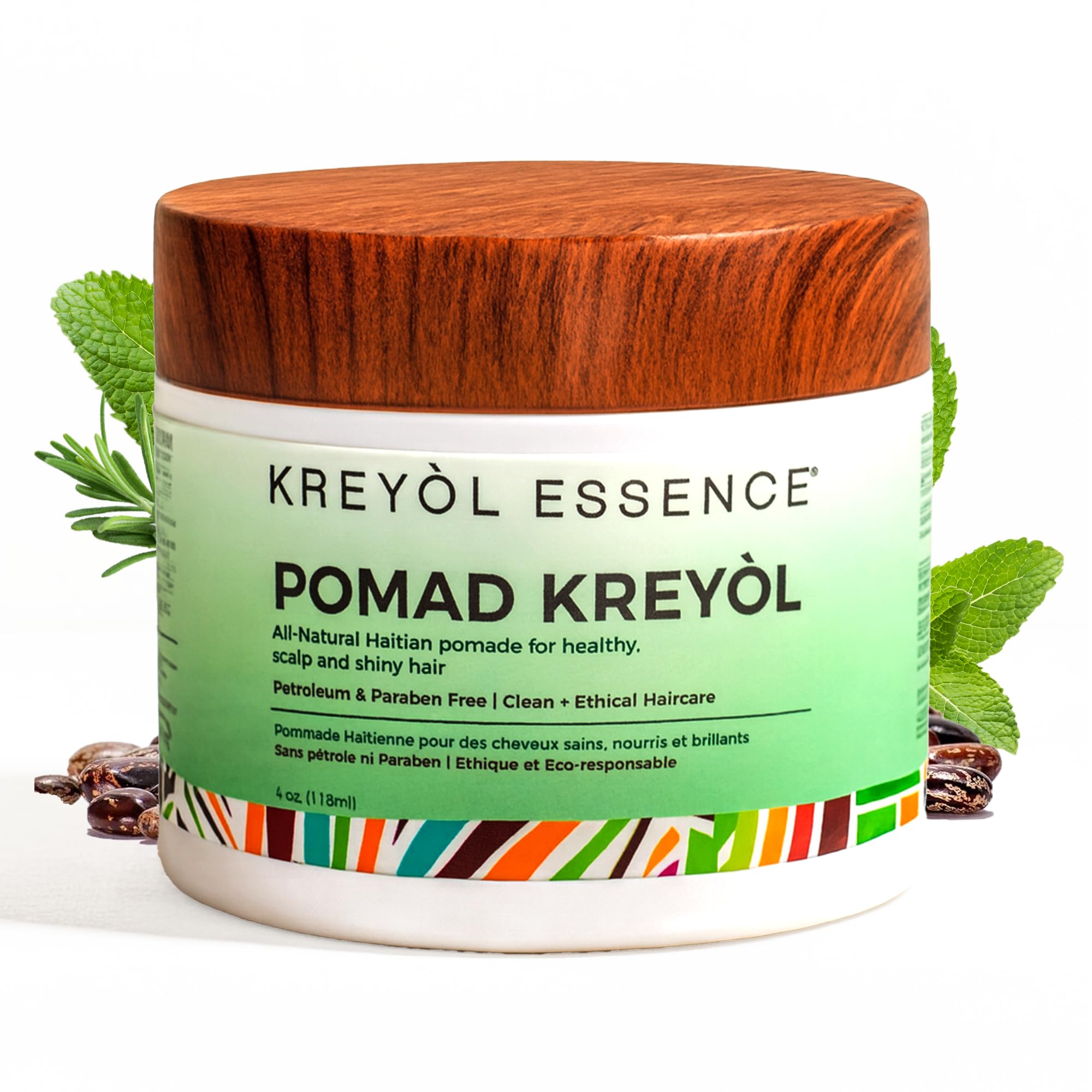 Kreyol Essence Scalp Care Pomad bottle with rosemary peppermint, supporting detox and hydration.