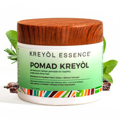 Kreyol Essence Scalp Care Pomad bottle with rosemary peppermint, supporting detox and hydration.