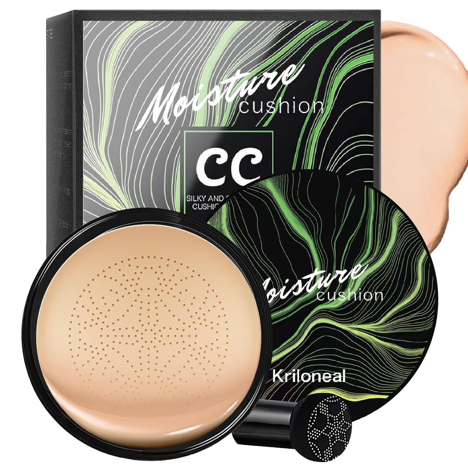 Kriloneal CC Cream bottle with mushroom-head cushion for a natural finish.