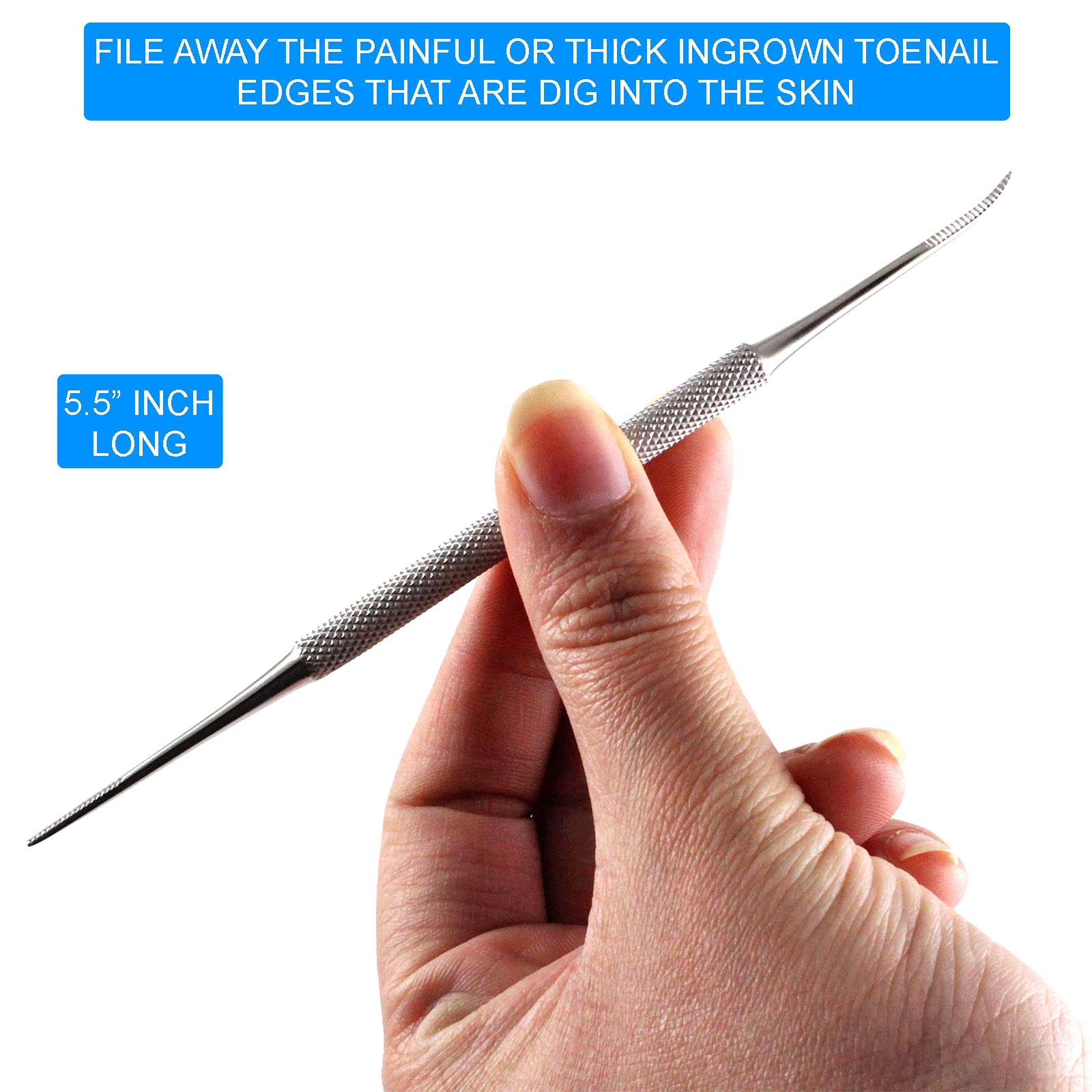 Krisp Beauty double-ended nail lifter and file for comfortable home pedicures.