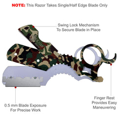 Krisp Beauty shavette blade holder keeps blades secure for safe professional use.