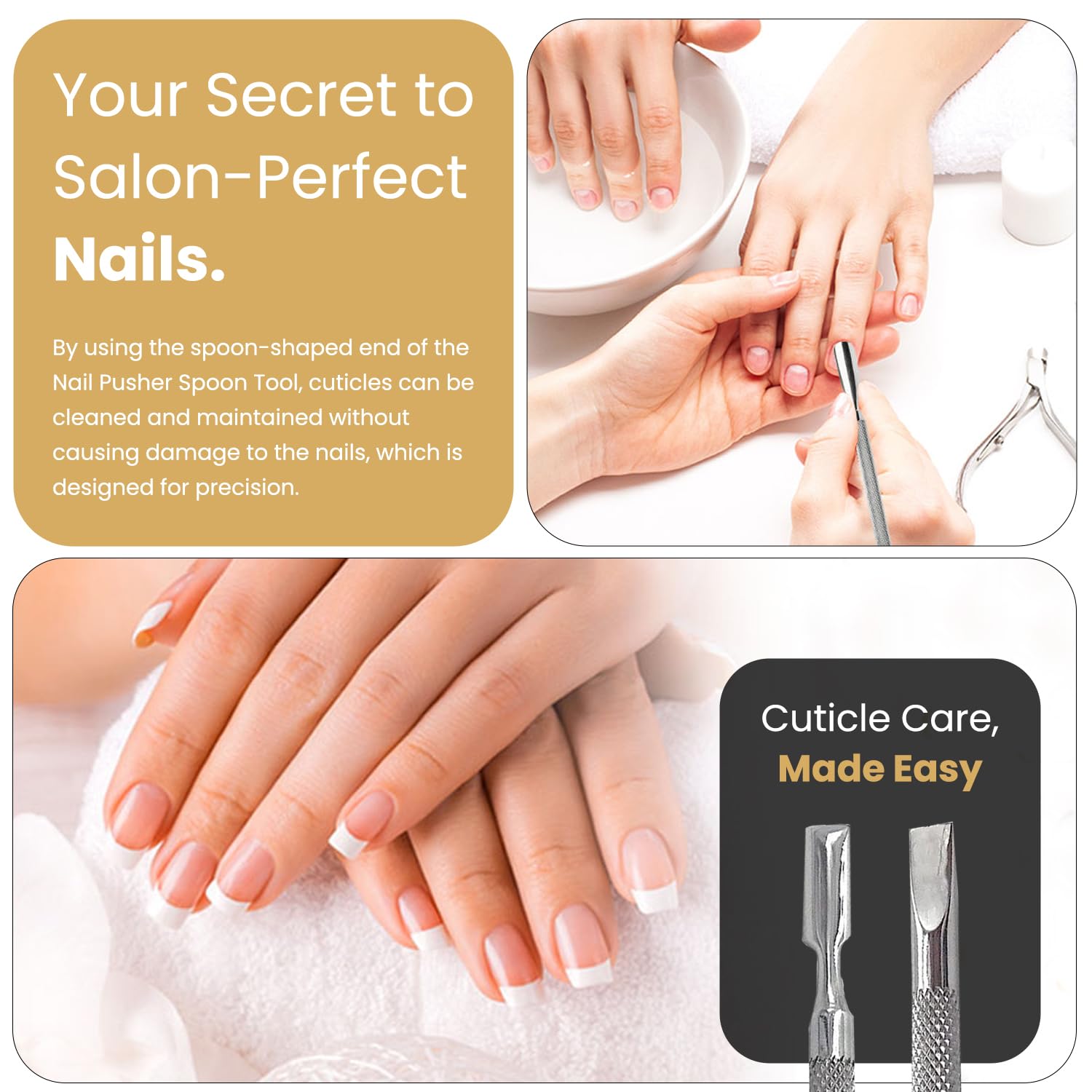Krisp Beauty stainless steel nail care set stored in protective pouch.
