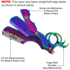 Krisp Shave titanium multi-color handle close-up shows ergonomic grip