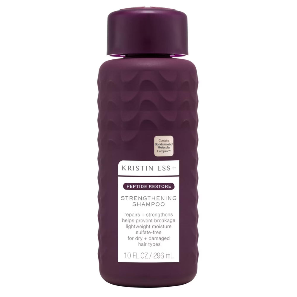 Kristin Ess anti-fade shampoo bottle shows color protection and shine