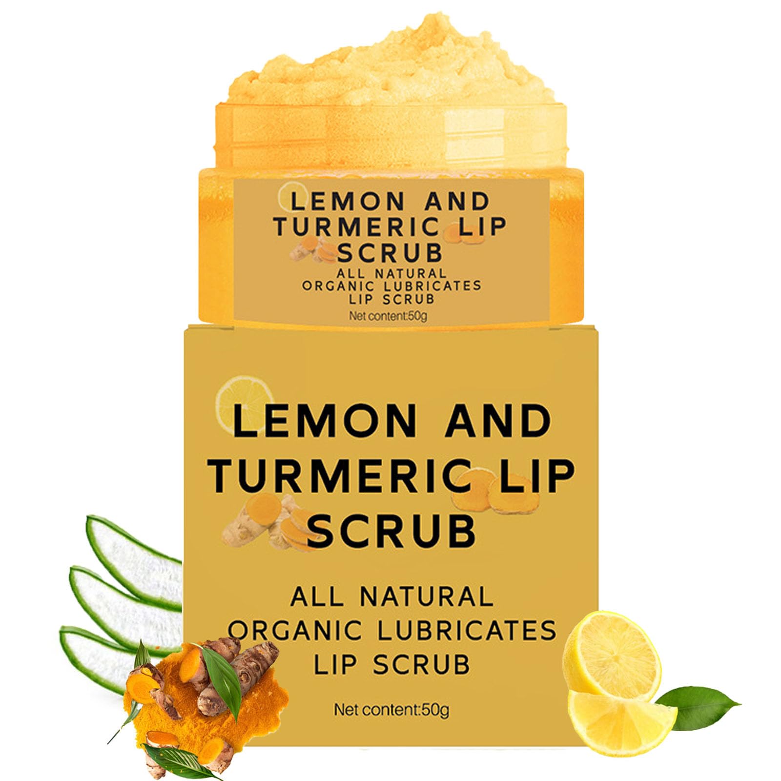 Krmspe turmeric lemon lip scrub jar demonstrating gentle exfoliation for smoother lips