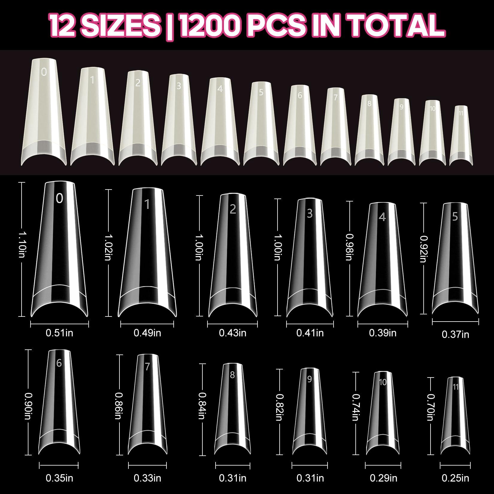 krofaue 12 sizes engraved 0-11 for precise sizing