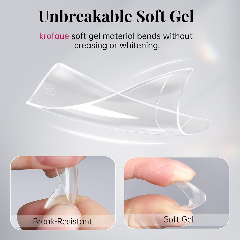 Krofaue acrylic coffin nails offer versatile length options for styles.